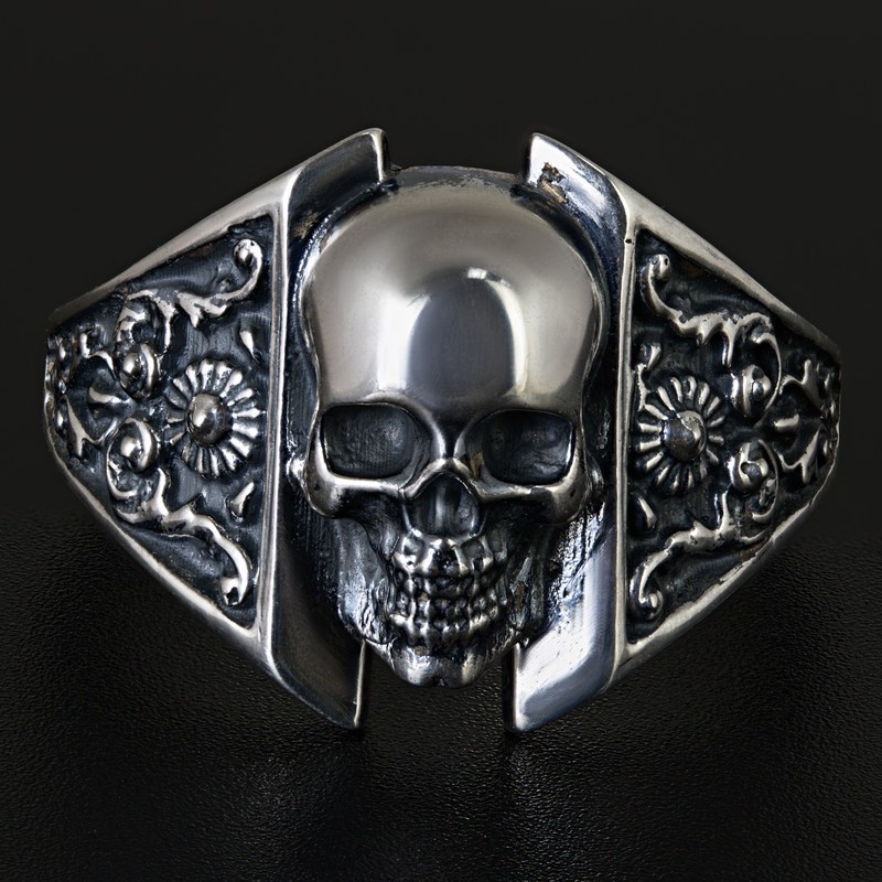 Sterling Silver Wrap Ring with Skull Motifs - Fierce Souls | NOVICA
